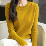 100% Merino Wool Ribbed Crewneck Sweater
