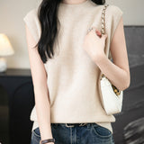 100% Merino Wool Casual Mock Neck Knit Vest