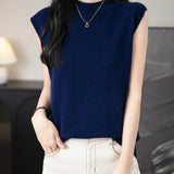 100% Merino Wool Casual Mock Neck Knit Vest