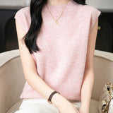 100% Merino Wool Casual Mock Neck Knit Vest