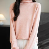 메리노 울 블렌드 컬러 블록 터틀넥 스웨터