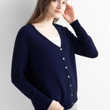 Mongolian V-Neck Knitted Cashmere Cardigan
