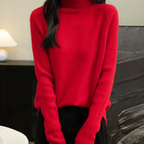 100% Merino Wool Raglan Turtleneck Sweater