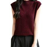 100% Merino Wool Casual Mock Neck Knit Vest