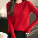 100% Merino Wool Ribbed Crewneck Sweater