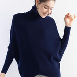 Micchiati di oversize di lana merino da donna 2025 Autunno inverno alla moda alla moda Turtleneck manica a pipistrella maglione