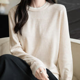 메리노 울 페이크 투피스 컬러 블록 크루넥 니트 탑