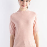 Merinoull Mock Neck Kortärmad sömlös stickad tröja