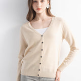 Mongolian V-Neck Knitted Cashmere Cardigan