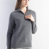 Mongolian Cashmere Soft Knit  Zip Neck Sweater