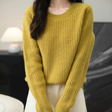 100% Merino Wool Crewneck Ribbed Sweater