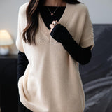 Merino Wool Casual V-Neck Knit Sweater Vest