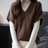Merino Wool Casual V-Neck Knit Sweater Vest