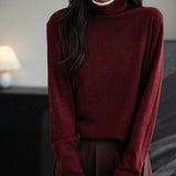 메리노 울 블렌드 컬러 블록 터틀넥 스웨터