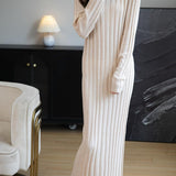 Merino Wool Blend Mock Neck Ribbed Knit Sweater Dress