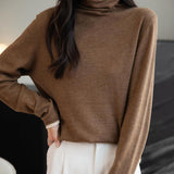 메리노 울 블렌드 컬러 블록 터틀넥 스웨터