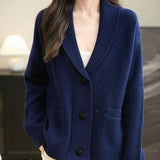 Chanyarn Women's 100%Merino Wool Seater2025秋冬vネックラペルボタンダウン長袖ニットカーディガンポケット