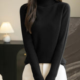 100% Merino Wool Ribbed Turtleneck Sweater