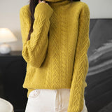 100% Merino Wool Turtleneck Cable Pullover