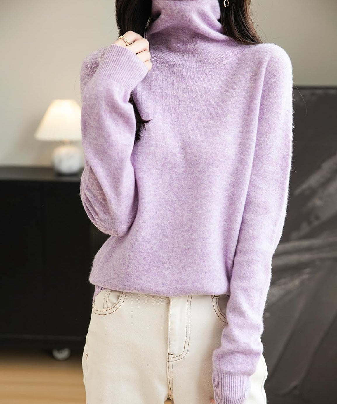 100% Merino Wool Seamless Turtleneck Sweater