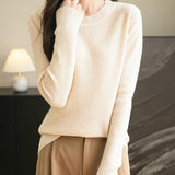 100% Merino Wool Ribbed Crewneck Sweater