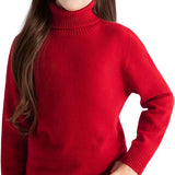 Chłopcy & Dziewczęcy sweter z golfem ze 100% wełny merynosów