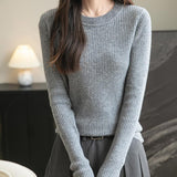 100% Merino Wool Ribbed Crewneck Sweater