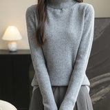 100% Merino Wool Ribbed Turtleneck Sweater