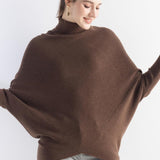 Micchiati di oversize di lana merino da donna 2025 Autunno inverno alla moda alla moda Turtleneck manica a pipistrella maglione