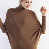 Micchiati di oversize di lana merino da donna 2025 Autunno inverno alla moda alla moda Turtleneck manica a pipistrella maglione