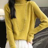 100% Merino Wool Raglan Turtleneck Sweater