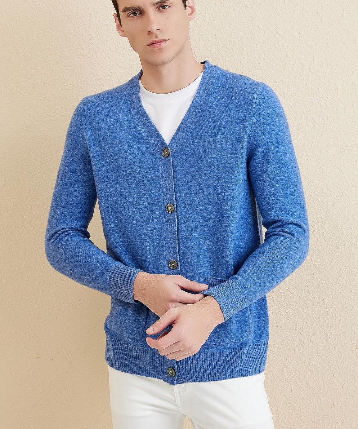 Australian Merino Wool V-Neck Cardigan Sweater