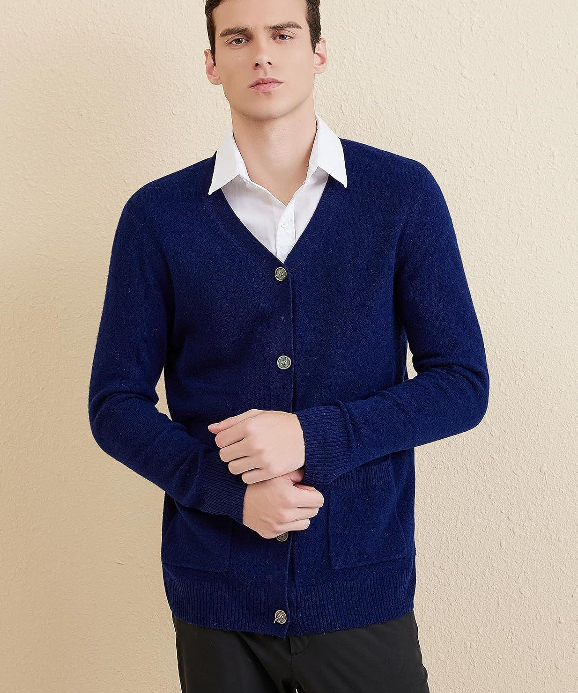 Australian Merino Wool V-Neck Cardigan Sweater