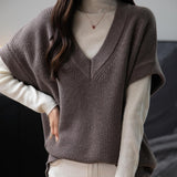 Merino Wool Casual V-Neck Knit Sweater Vest