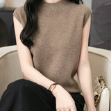 100% Merino Wool Casual Mock Neck Knit Vest