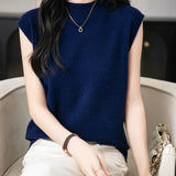 100% Merino Wool Casual Mock Neck Knit Vest