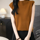 100% Merino Wool Casual Mock Neck Knit Vest