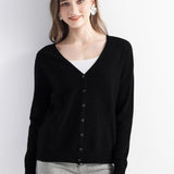 Mongolian V-Neck Knitted Cashmere Cardigan
