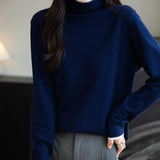 메리노 울 블렌드 컬러 블록 터틀넥 스웨터