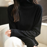 100% Merino Wool Turtleneck Travel Tee Sweater