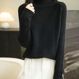 100% Merino Wool Raglan Turtleneck Sweater