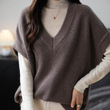 Merino Wool Casual V-Neck Knit Sweater Vest