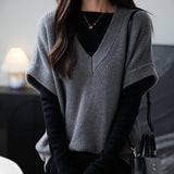 Merino Wool Casual V-Neck Knit Sweater Vest