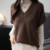 Merino Wool Casual V-Neck Knit Sweater Vest