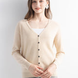 Mongolian V-Neck Knitted Cashmere Cardigan