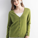 Mongolian V-Neck Knitted Cashmere Cardigan
