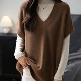 Merino Wool Casual V-Neck Knit Sweater Vest