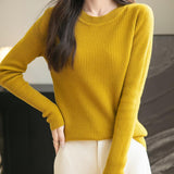 100% Merino Wool Ribbed Crewneck Sweater