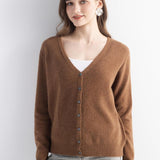 Mongolian V-Neck Knitted Cashmere Cardigan