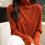 100% 메리노 울 터틀넥 여행용 티셔츠 스웨터